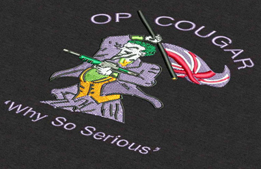 Operation Cougar embroidery sample