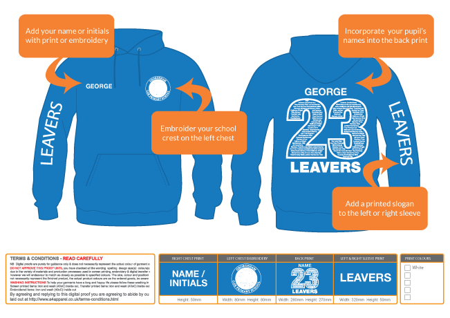 Example of a leavers hoodie mock-up