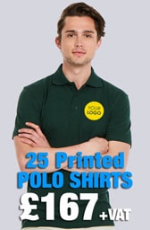 25 Printed UC105 Active Polo Shirts Deal