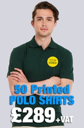 50 Printed UC105 Active Polo Shirts Deal